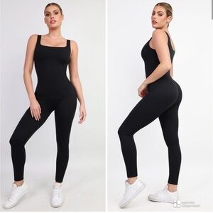 Popilush Shapewear Black Square Neck Thigh Slimming Workout Jumpsuit New